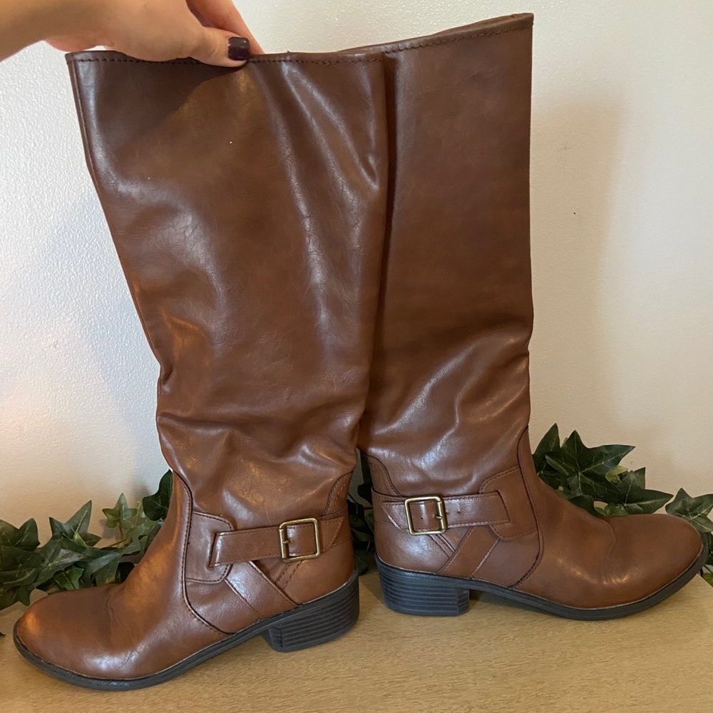Brown knee tall boots